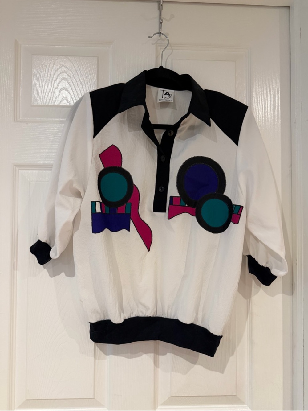 Flawed Vintage Teddi Sport Geometric Pullover 80s 90s Retro Abstract Athletic M